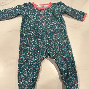 Carter's Sleeper Footed Outfit Baby Girls 6M Multi Floral Long Sleeve Snap Front